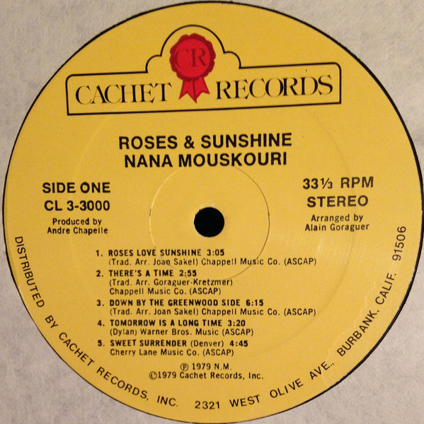 Nana Mouskouri - Roses & Sunshine (LP, Album, PRC) (Mint (M)) - Image 3