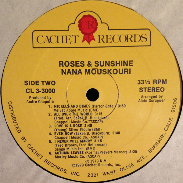Nana Mouskouri - Roses & Sunshine (LP, Album, PRC) (Mint (M)) - Image 4