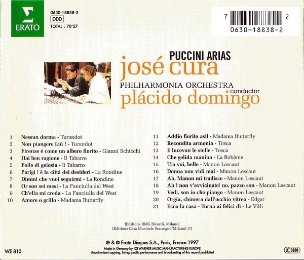 José Cura / Philharmonia Orchestra , Conductor Placido Domingo - Puccini Arias (CD, Album) (Near Mint (NM or M-)) - Image 2