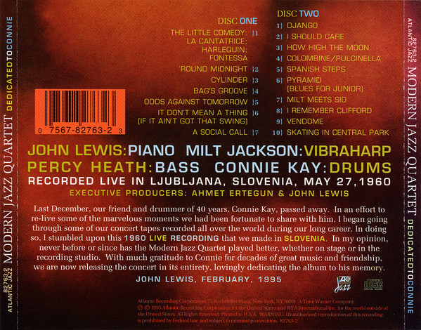 The Modern Jazz Quartet - Dedicated To Connie (2xCD, Album) (Near Mint (NM or M-)) - Image 3