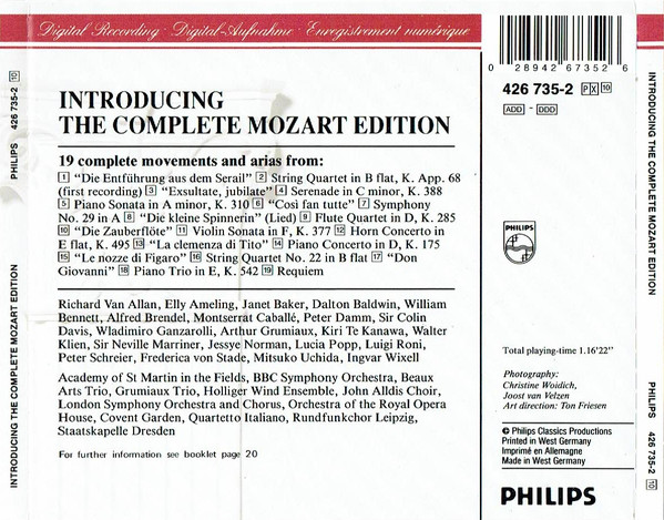 Wolfgang Amadeus Mozart - Introducing Mozart (The Complete Mozart Edition) (CD, Comp) (Near Mint (NM or M-)) - Image 2