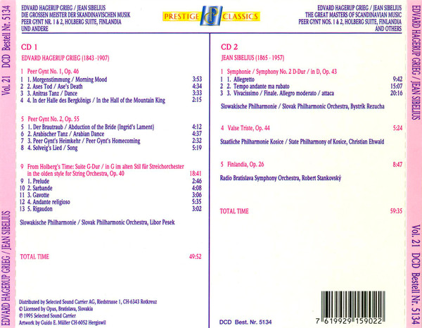 Edvard Grieg / Jean Sibelius - Die Grossen Meister Der Skandinavischen Musik / The Great Masters Of Scandinavian Music (Vol. 21) (2xCD, Comp) (Near Mint (NM or M-)) - Image 4
