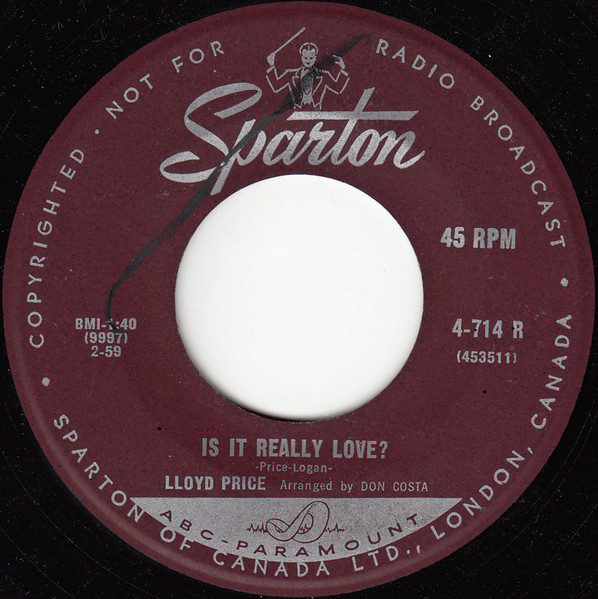 Lloyd Price - Where Were You (On Our Wedding Day)? / Is it Really Love? (7", Mono) (Near Mint (NM or M-)) - Image 2