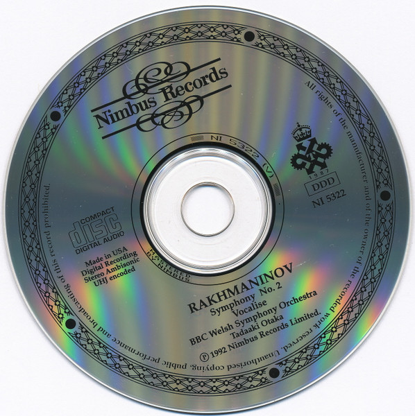 Sergei Vasilyevich Rachmaninoff, BBC Welsh Symphony Orchestra, Tadaaki Otaka - Symphony No. 2 - Vocalise (CD, Album, Amb) (Near Mint (NM or M-)) - Image 2