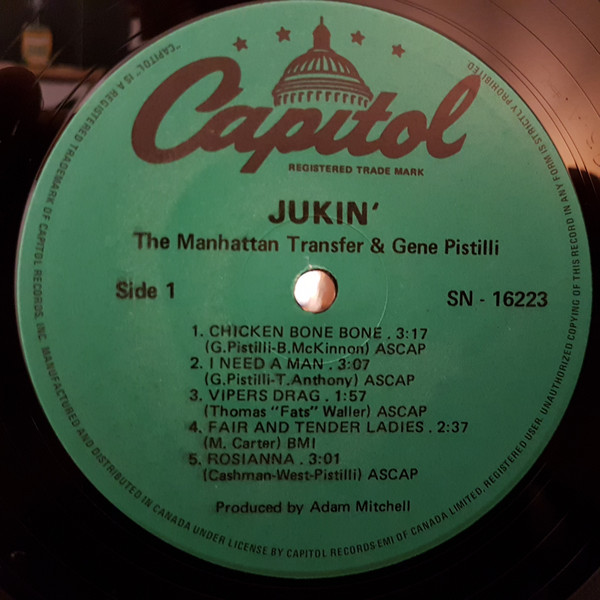 The Manhattan Transfer And Eugene Pistilli - Jukin' (LP, Album, RE) (Mint (M)) - Image 2