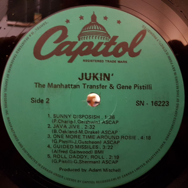 The Manhattan Transfer And Eugene Pistilli - Jukin' (LP, Album, RE) (Mint (M)) - Image 3