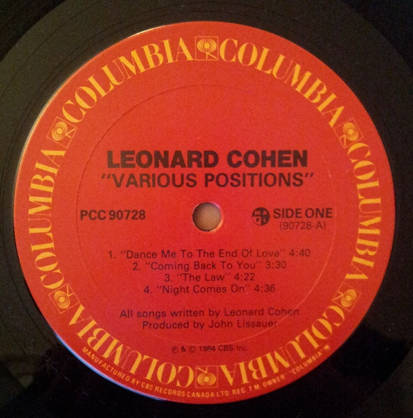 Leonard Cohen - Various Positions (LP, Album) (Mint (M)) - Image 3