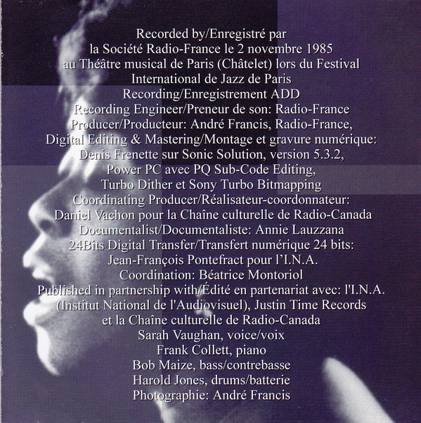 Sarah Vaughan - In The City Of Lights (2xCD, Album) (Mint (M)) - Image 3