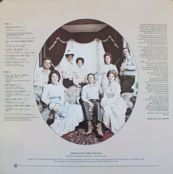 The Statler Brothers - The Best Of The Statler Brothers (LP, Comp) (Mint (M)) - Image 2