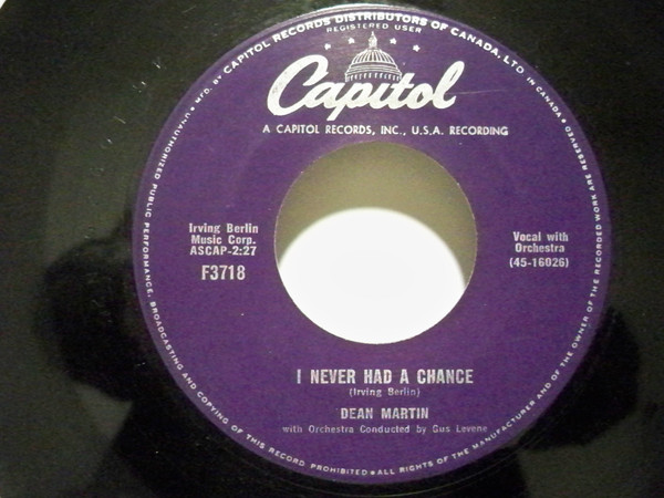 Dean Martin - I Can't Give You Anything But Love / I Never Had A Chance (7", Single) (Very Good (VG)) - Image 2