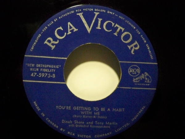 Tony Martin (3) And Dinah Shore - Melody Of Love / You're Getting To Be A Habit With Me (7", Single) (Very Good (VG)) - Image 2