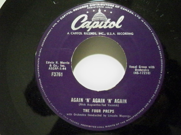 The Four Preps - Promise Me Baby / Again 'N' Again 'N' Again (7", Single) (Very Good (VG)) - Image 2