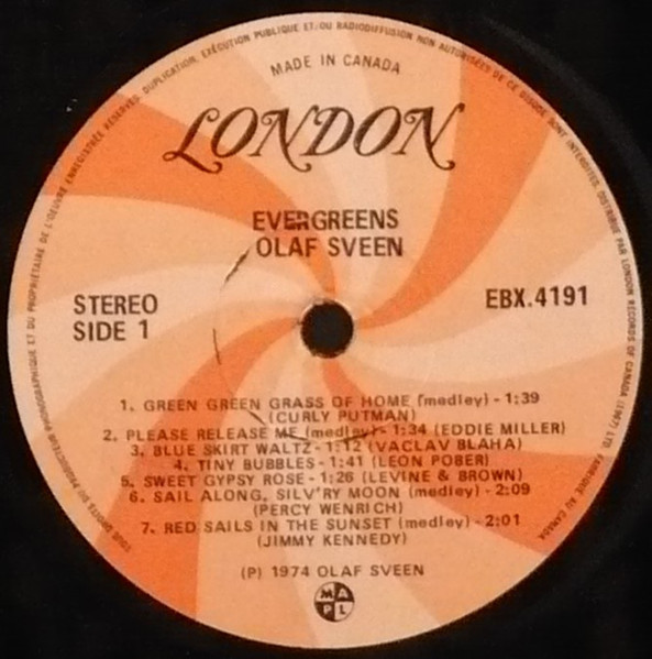 Olaf Sveen - Evergreens (LP, Album) (Mint (M)) - Image 2