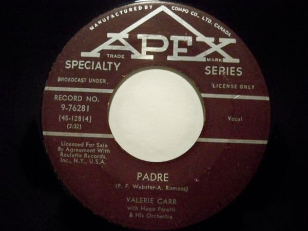 Valerie Carr - When The Boys Talk About The Girls / Padre (7", Single) (Very Good (VG)) - Image 2