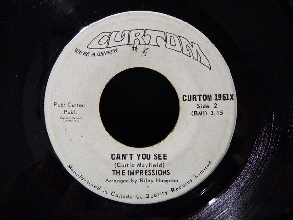 The Impressions - Check Out Your Mind / Can't You See (7", Single) (Very Good Plus (VG+)) - Image 2