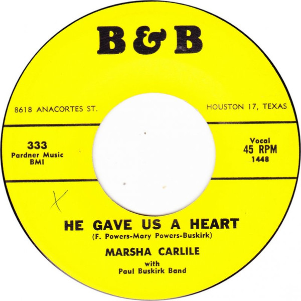 Marsha Carlile With Paul Buskirk and His Little Men - Nite Life / He Gave Us A Heart (7") (Very Good Plus (VG+)) - Image 2