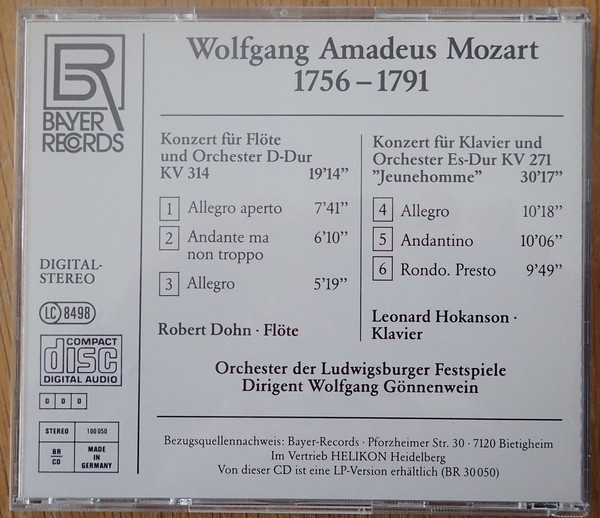 Wolfgang Amadeus Mozart - Mozart aus dem Ludwigsburger Schloß III (CD) (Near Mint (NM or M-)) - Image 2