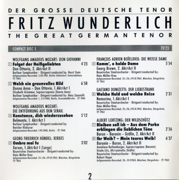 Fritz Wunderlich - Der Grosse Deutsche Tenor = The Great German Tenor (3xCD, Comp, RM) (Near Mint (NM or M-)) - Image 3
