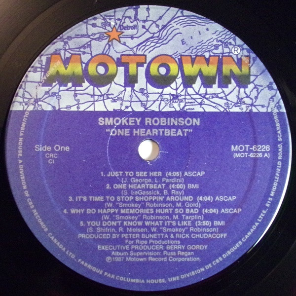 Smokey Robinson - One Heartbeat (LP, Album, Club) (Mint (M)) - Image 4