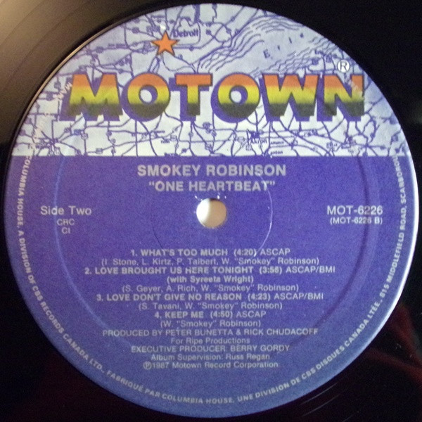 Smokey Robinson - One Heartbeat (LP, Album, Club) (Mint (M)) - Image 5