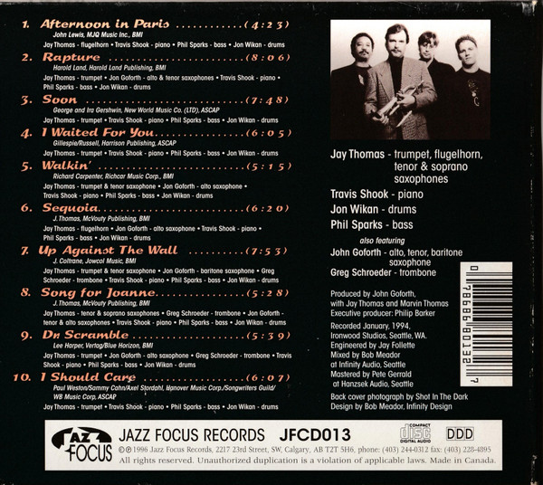 Jay Thomas Quartet - Rapture (CD) (Near Mint (NM or M-)) - Image 2
