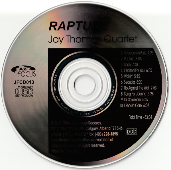 Jay Thomas Quartet - Rapture (CD) (Near Mint (NM or M-)) - Image 3