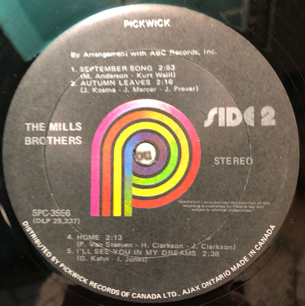 The Mills Brothers - The Mills Brothers (LP, Comp) (Mint (M)) - Image 4