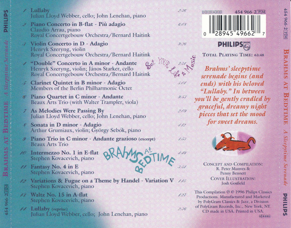 Johannes Brahms - Brahms At Bedtime: A Sleepytime Serenade (CD, Comp, RE) (Near Mint (NM or M-)) - Image 2