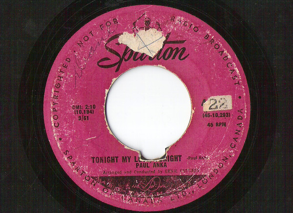 Paul Anka - Tonight My Love, Tonight / I'm Just A Fool Anyway (7") (Near Mint (NM or M-)) - Image 4