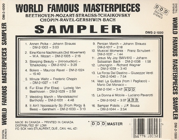 Various - World Famous Masterpieces Sampler (CD, Smplr) (Near Mint (NM or M-)) - Image 2