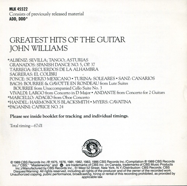 John Williams (7) - Guitar Greatest Hits (CD, Comp) (Near Mint (NM or M-)) - Image 5