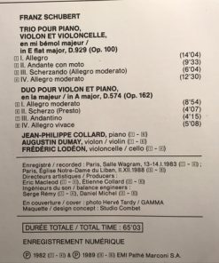 Alternative view of Franz Schubert, Jean-Philippe Collard, Augustin Dumay, Frédéric Lodéon - Trio En Mi Bemol Majeur Op.100, Grand Duo En La Majeur, Op.162 (CD, Album, RE) (Near Mint (NM or M-))