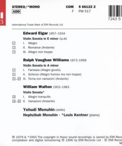 Alternative view of Sir Edward Elgar, Ralph Vaughan Williams, Sir William Walton - To Diana And Griselda, Sonata For Violin And Piano (CD, Album, Comp) (Near Mint (NM or M-))