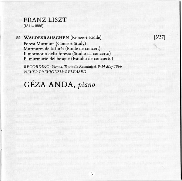 Géza Anda - Mozart Piano Concerto No.14 / Schumann Davidsbündlertänze / Liszt Waldesrauschen (CD, Comp, RM) (Near Mint (NM or M-)) - Image 4