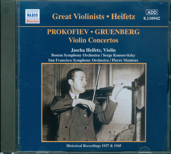 Sergei Prokofiev, Louis Gruenberg, Jascha Heifetz, Boston Symphony Orchestra, Serge Koussevitzky, San Francisco Symphony, Pierre Monteux - Violin Concertos (Historical Recordings 1937 & 1945) (CD, Comp, RM) (Near Mint (NM or M-))