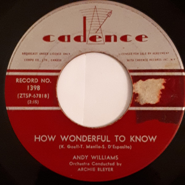 Andy Williams - The Bilbao Song (7", Single) (Near Mint (NM or M-)) - Image 2