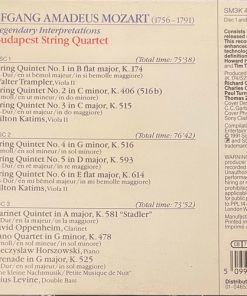Alternative view of Wolfgang Amadeus Mozart - Budapest String Quartet, Walter Trampler, Milton Katims, Mieczyslaw Horszowski, David Oppenheim, Julius Levine - String Quintets No.1-6 / Clarinet Quintet K.581 /  Piano Quartet K.478  / "Eine Kleine Nachtmusik" K.525" (3xCD, Comp, Mono, RE, RM + Box, Comp) (Near Mint (NM or M-))