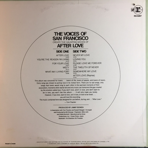 The Voices Of San Francisco - After Love (LP, Album) (Mint (M)) - Image 2