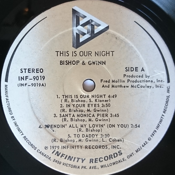 Bishop & Gwinn - This Is Our Night (LP, Album) (Mint (M)) - Image 5