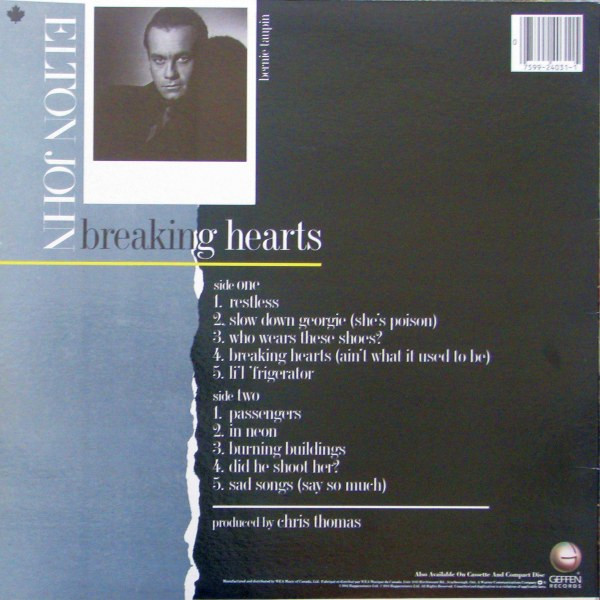 Elton John - Breaking Hearts (LP, Album) (Mint (M)) - Image 2