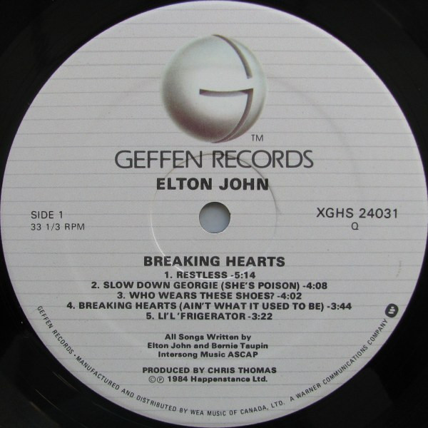 Elton John - Breaking Hearts (LP, Album) (Mint (M)) - Image 3