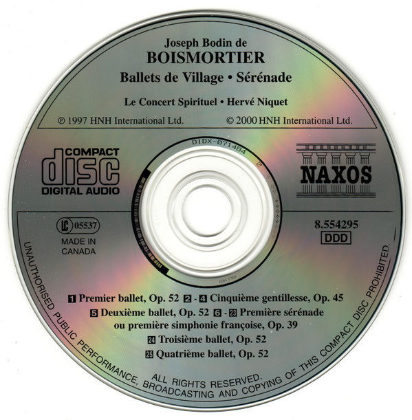 Joseph Bodin de Boismortier - Le Concert Spirituel • Hervé Niquet - Ballets De Village • Sérénade (CD, Album) (Near Mint (NM or M-)) - Image 4