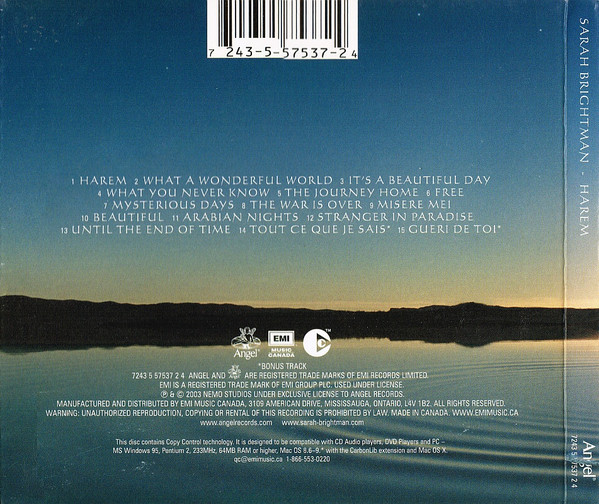 Sarah Brightman - Harem (CD, Album, Copy Prot.) (Near Mint (NM or M-)) - Image 2