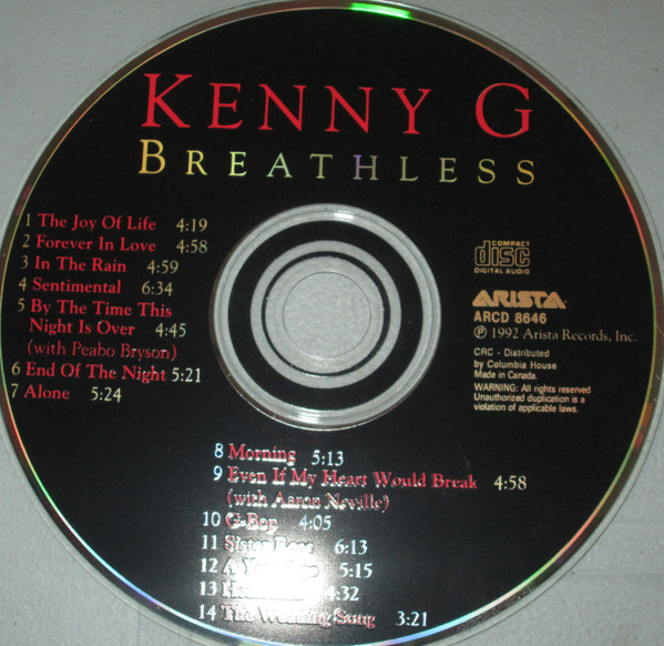 Kenny G (2) - Breathless (CD, Album, Club) (Near Mint (NM or M-)) - Image 2