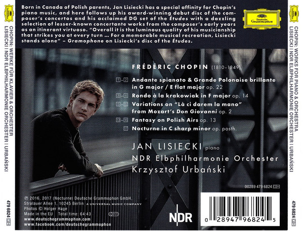 Frédéric Chopin, Jan Lisiecki, NDR Elbphilharmonie Orchester, Krzysztof Urbański (2) - Works For Piano & Orchestra (CD, Album) (Near Mint (NM or M-)) - Image 2