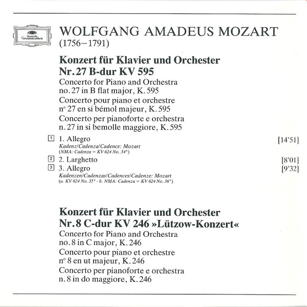 Wolfgang Amadeus Mozart - London Symphony Orchestra, Rudolf Serkin, Claudio Abbado - Klavierkonzerte · Piano Concertos Nos. 27 & 8 (CD) (Near Mint (NM or M-)) - Image 4