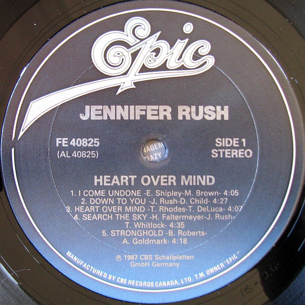 Jennifer Rush - Heart Over Mind (LP, Album) (Mint (M)) - Image 3