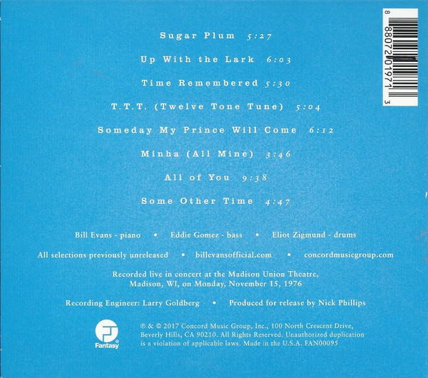 The Bill Evans Trio - On A Monday Evening (CD, Album, Mono) (Mint (M)) - Image 2