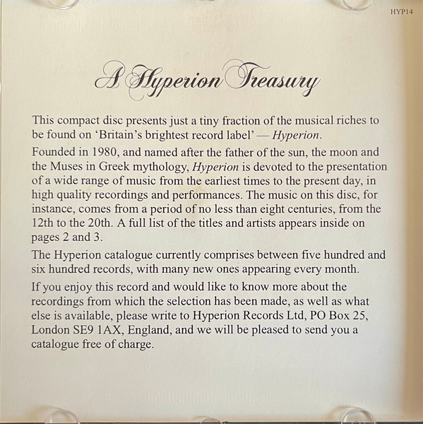 Various - A Hyperion Treasury (CD, Comp) (Near Mint (NM or M-)) - Image 2