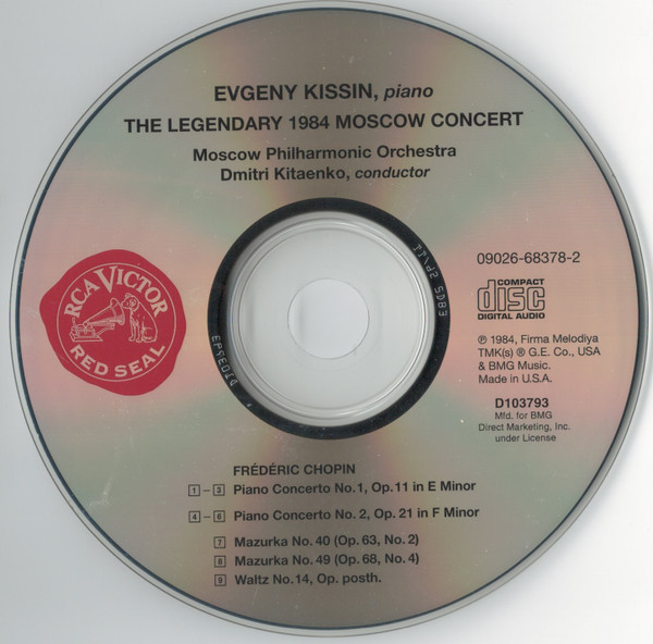 Yevgeny Kissin -- Moscow Philharmonic Orchestra / Dimitrij Kitaenko - The Legendary 1984 Moscow Concert (Chopin Piano Concertos Nos. 1 & 2) (CD, Album, Club, RE, RM) (Near Mint (NM or M-)) - Image 2
